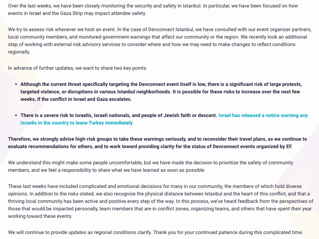 巴以冲突的连带影响:阴云之下的「ETH伊斯坦布尔」