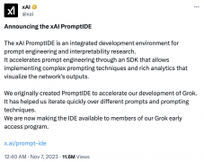 马斯克旗下 AI 公司 xAI 推出 PromptIDE 工具 马斯克旗下 AI 公司 xAI 推出 PromptIDE 工具