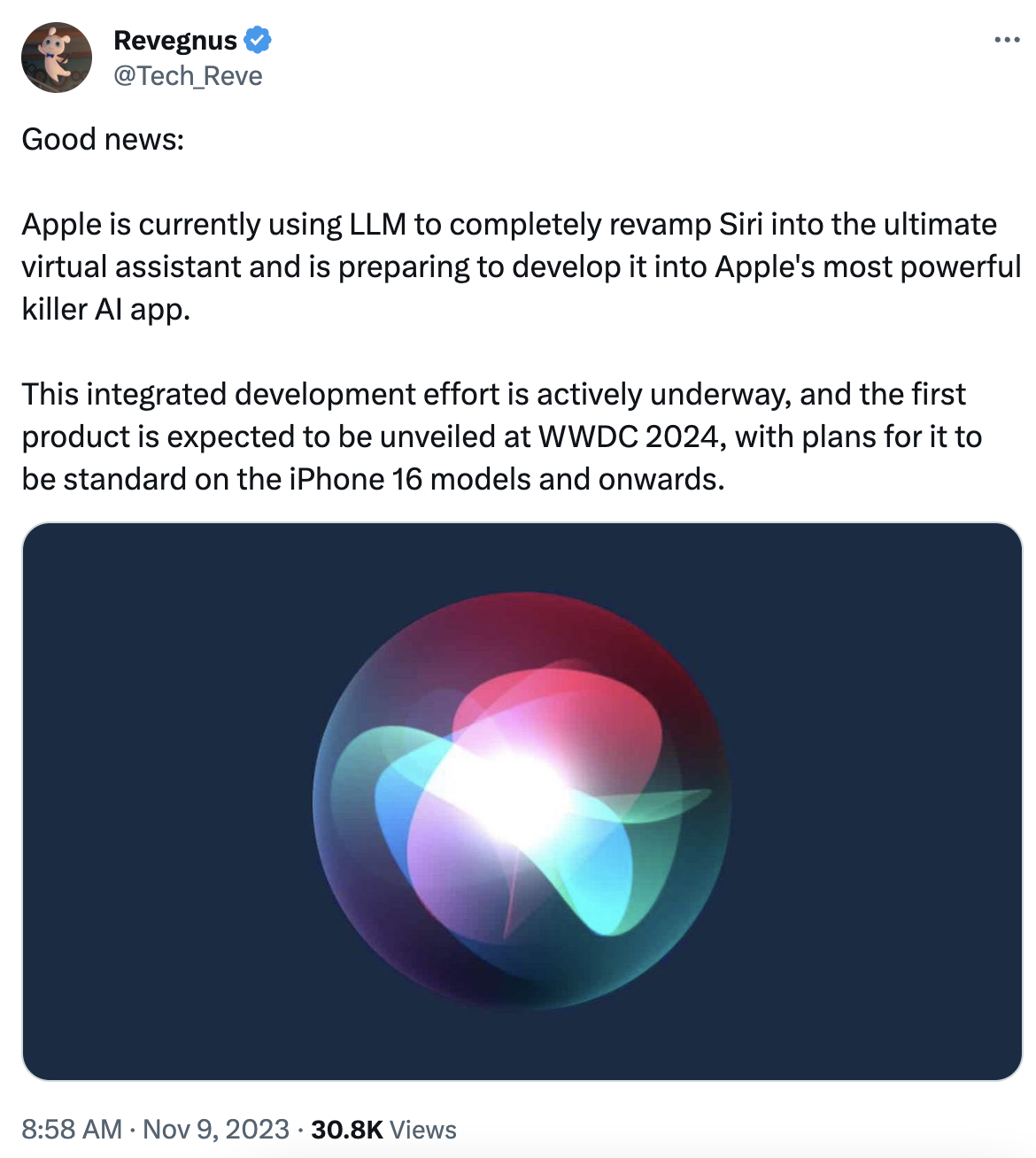 消息人士:苹果正利用大语言模型改造 Siri,有望在 iOS 18 及 macOS 15 中推出