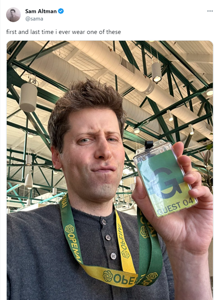 Sam Altman 重回 OpenAI，工牌成亮点