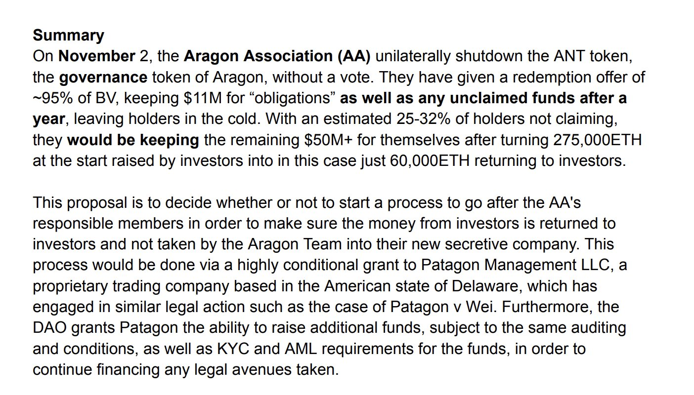 闹剧持续,Aragon DAO投票将法定管理者告上法庭
