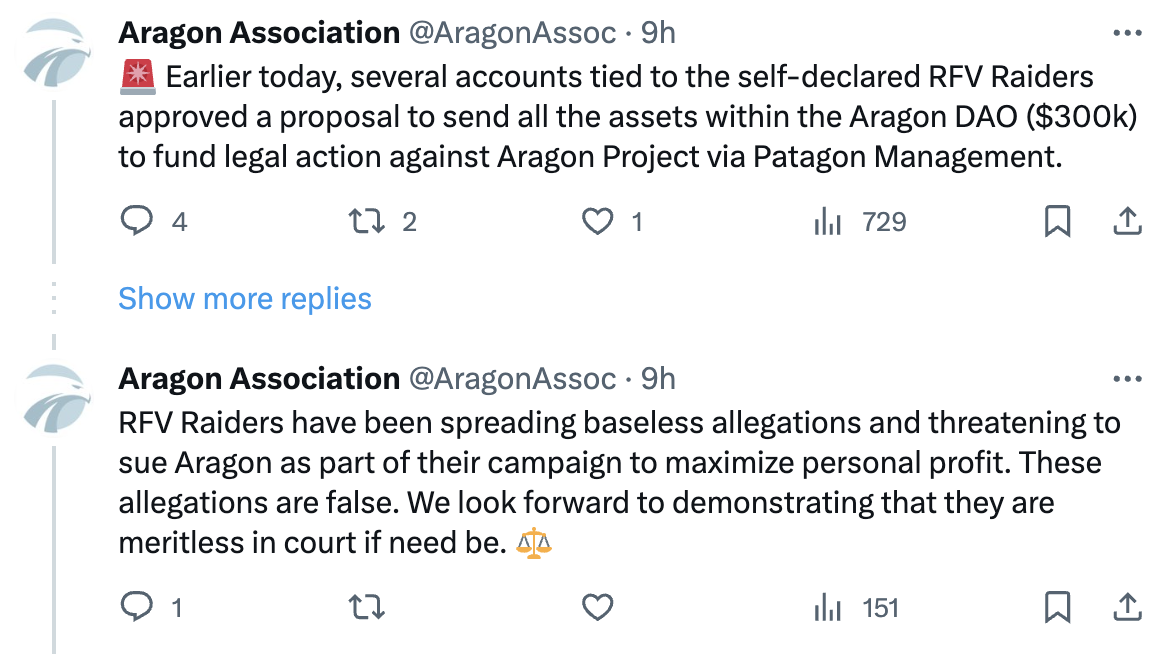 闹剧持续,Aragon DAO投票将法定管理者告上法庭