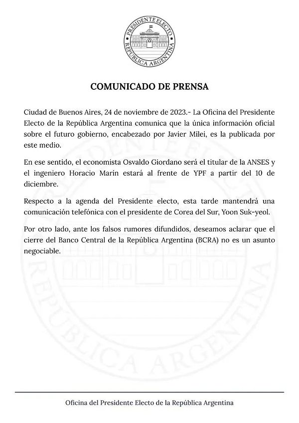 ​比特币狂人确定关闭阿根廷央行