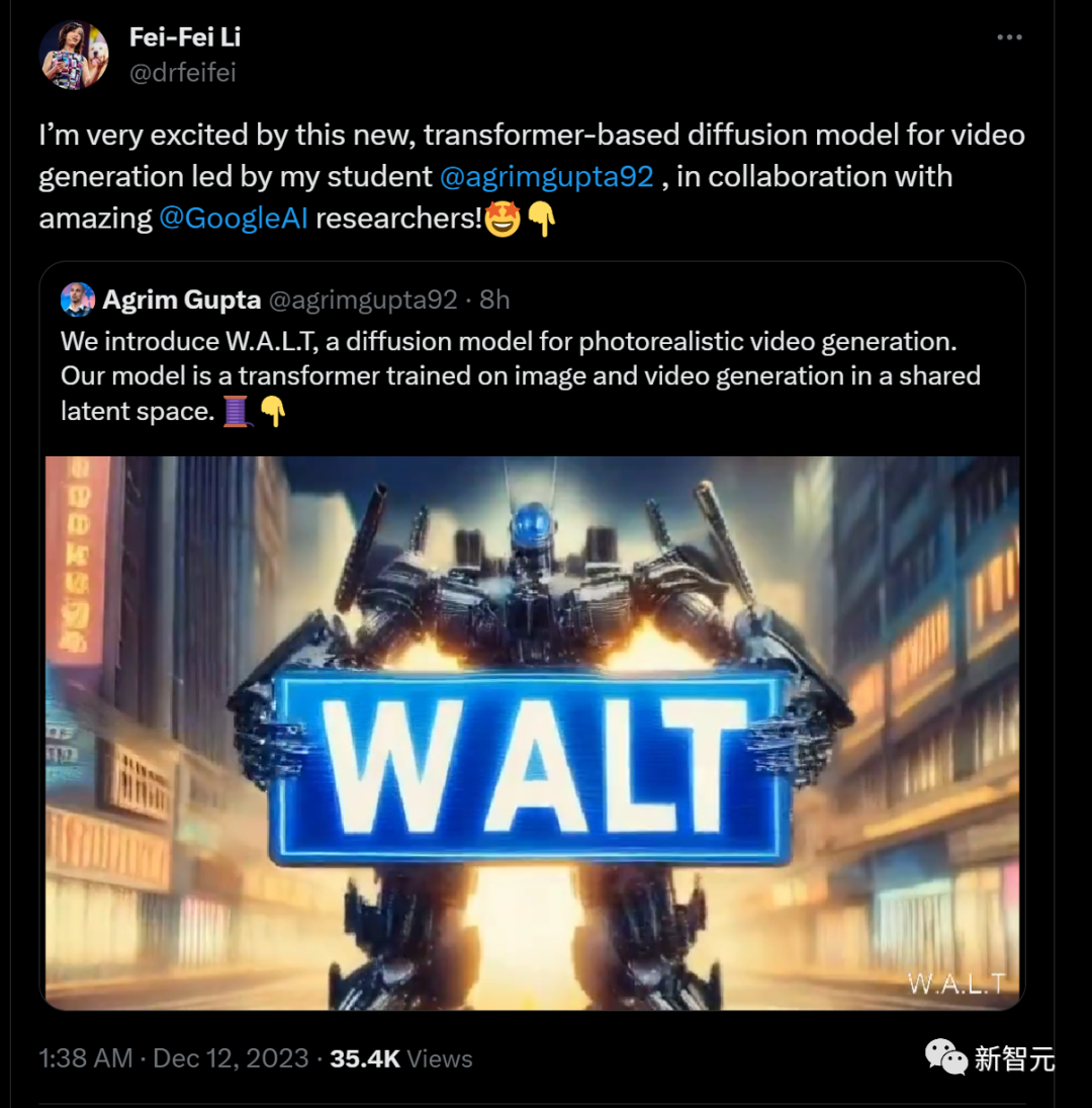 李飞飞谷歌破局之作！用Transformer生成逼真视频，下一个Pika来了？