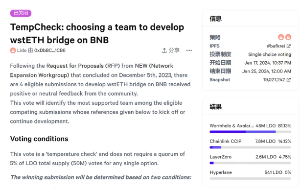 Axelar(AXL)和Wormhole通过Lido温度检查投票,将提供stETH跨链BNB Chain服务