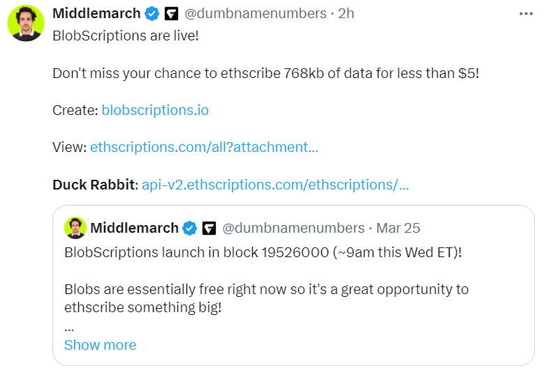 Ethscriptions2.0?一文读懂最新上线的Blobscriptions