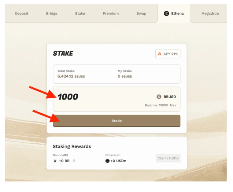 操作指南:手把手教你如何在BounceBit上参与Ethena