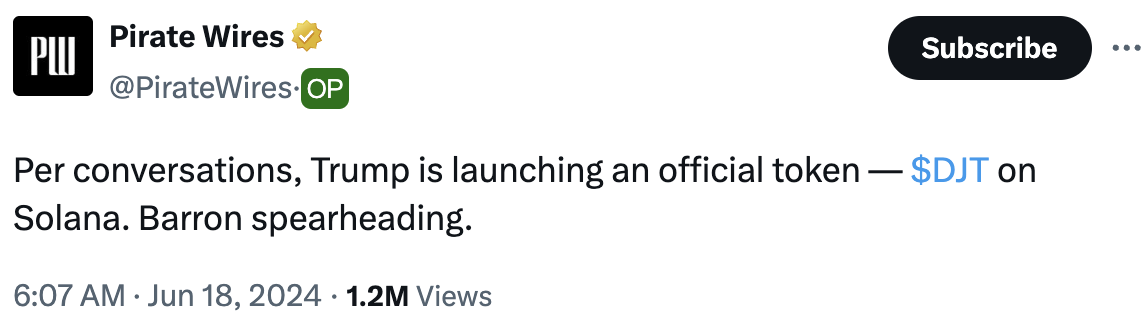 市值一度超过TRUMP,DJT到底是不是特朗普发的?
