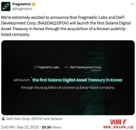 Fragmetric与DeFi Dev Corp合作打造韩国首间Solana数字资产公司